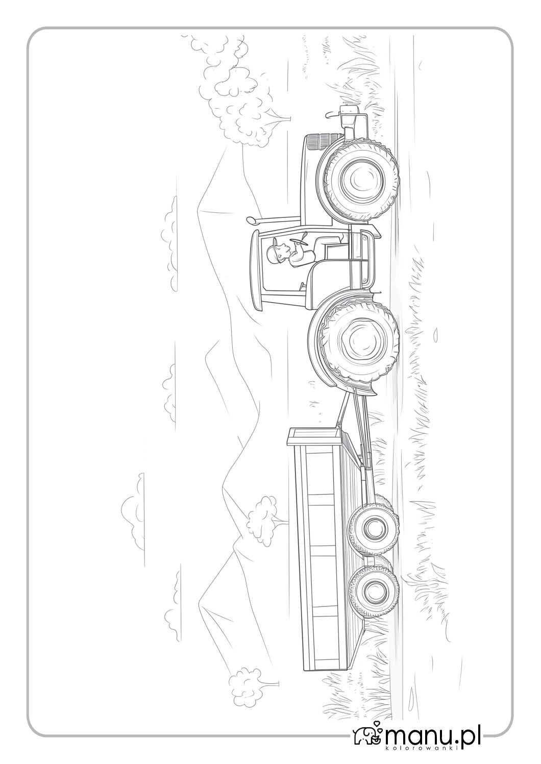 Ciągnik z przyczepą do druku