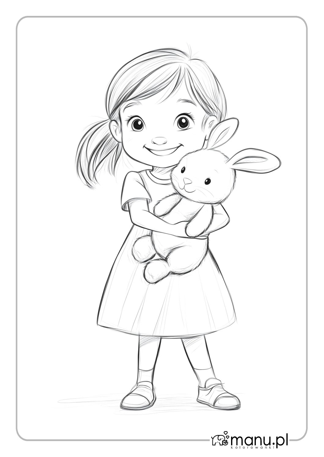 Kolorowanka dla dzieci – Króliczek i dziewczynka