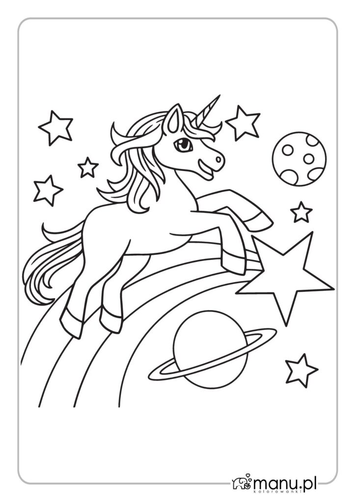 thumbnail of Jednorożec i planeta Saturn kolorowanka