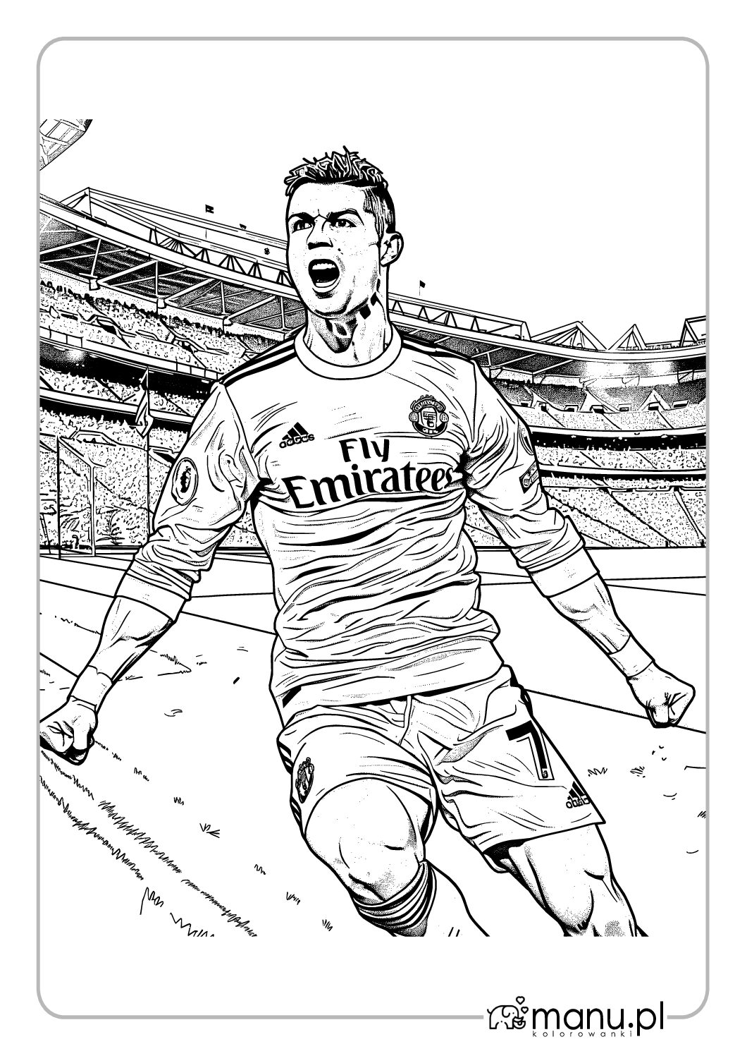 Kolorowanka CR7 Ronaldo po strzeleniu gola