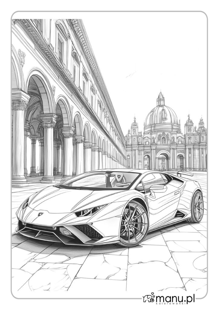 thumbnail of Kolorowanka Lamborghini Huracan na placu w Monako