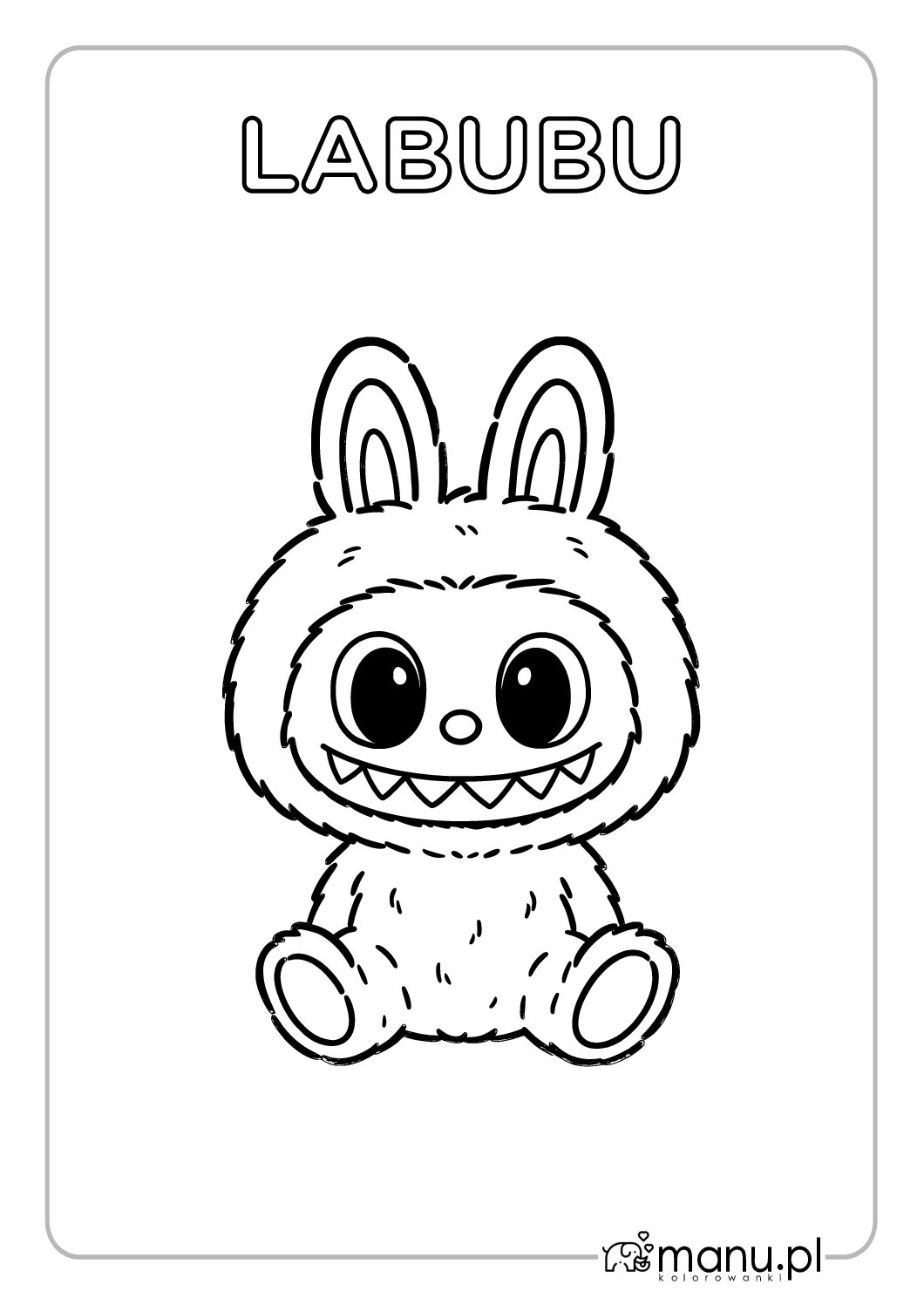 Kolorowanki dla dzieci – Labubu prosty rysunek do druku