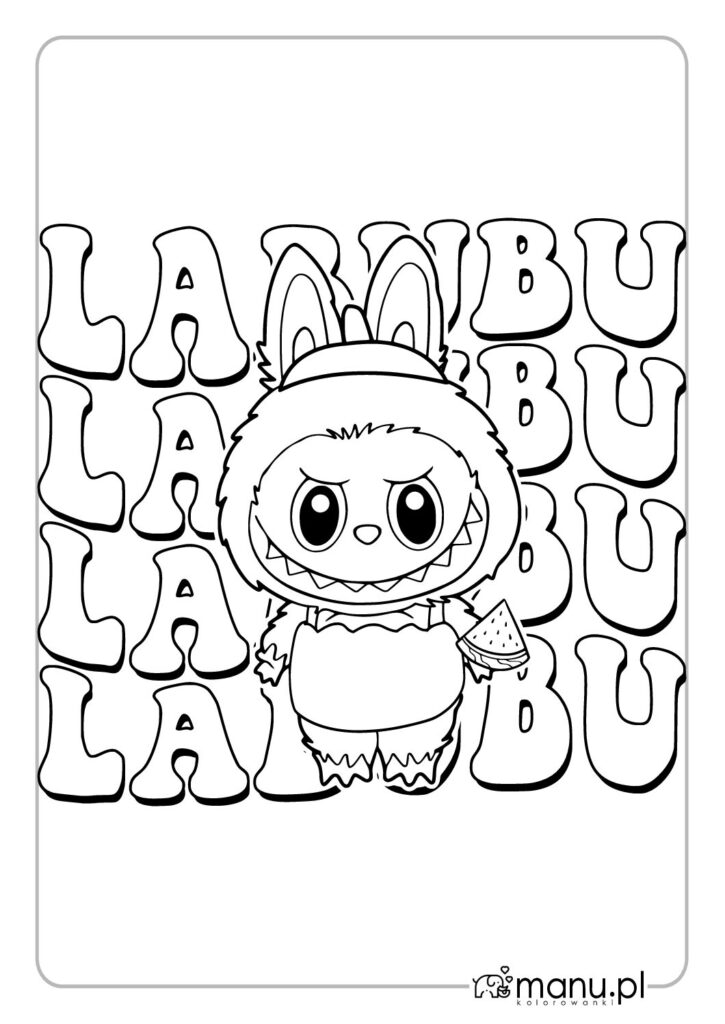 thumbnail of Labubu z arbuzem kolorowanka