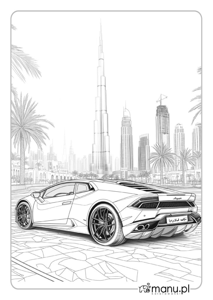 thumbnail of Lambo w Dubaju kolorowanka