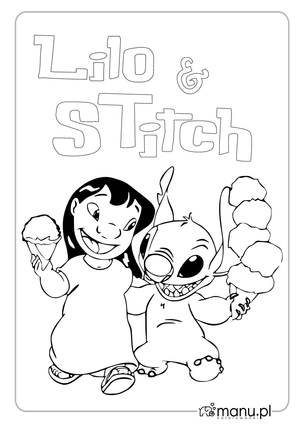 Lilo i Stitch z lodami kolorowanka
