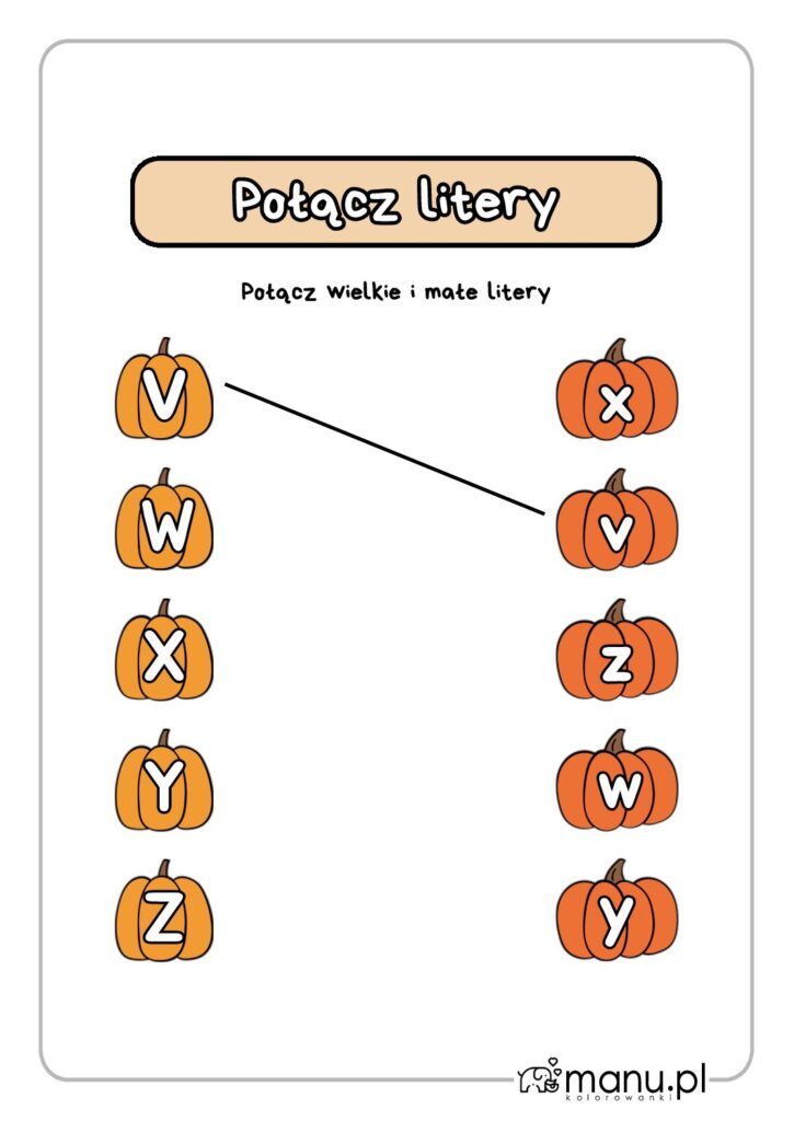 thumbnail of Litery i dynie – połącz wielkie i małe litery na dyniach