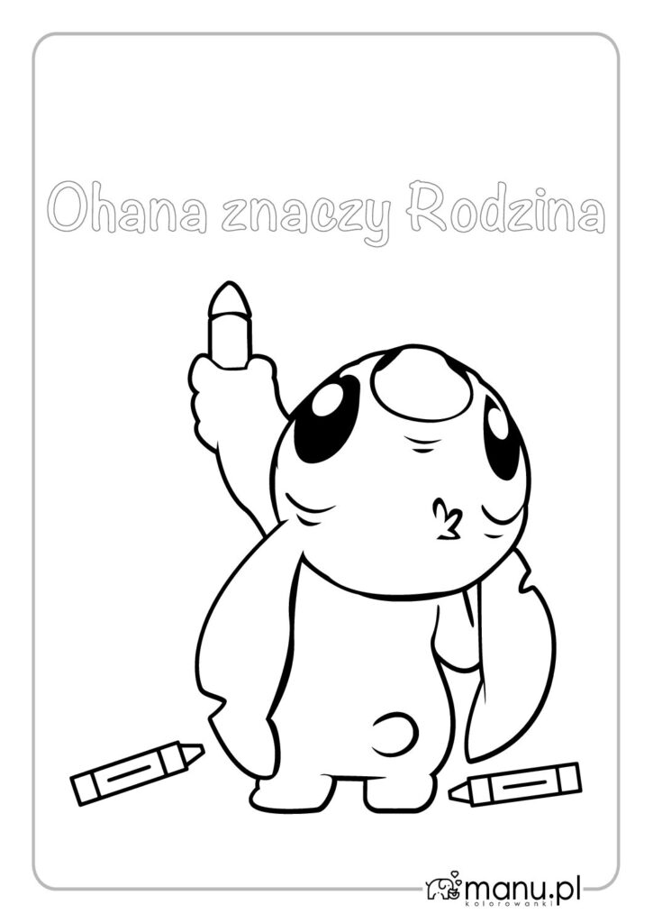 thumbnail of Ohana znaczy Rodzina – kolorowanka z napisem