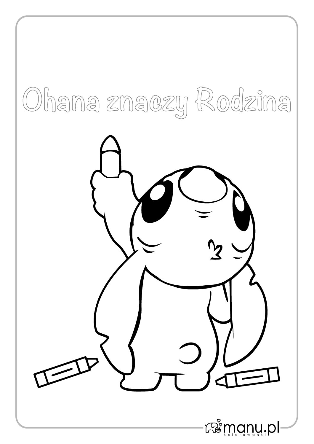 Ohana znaczy Rodzina – kolorowanka z napisem