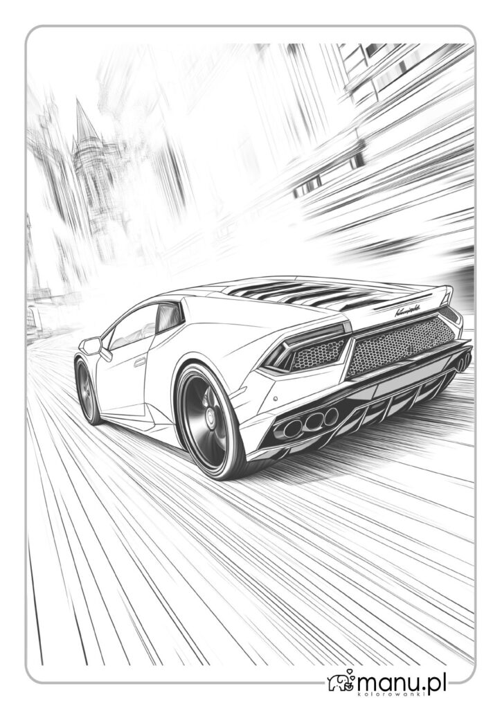 thumbnail of Pędzące Lambo kolorowanka