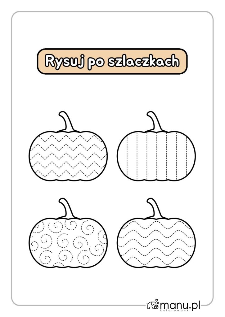 thumbnail of Rysowanie po szlaczkach – karta pracy z dynią