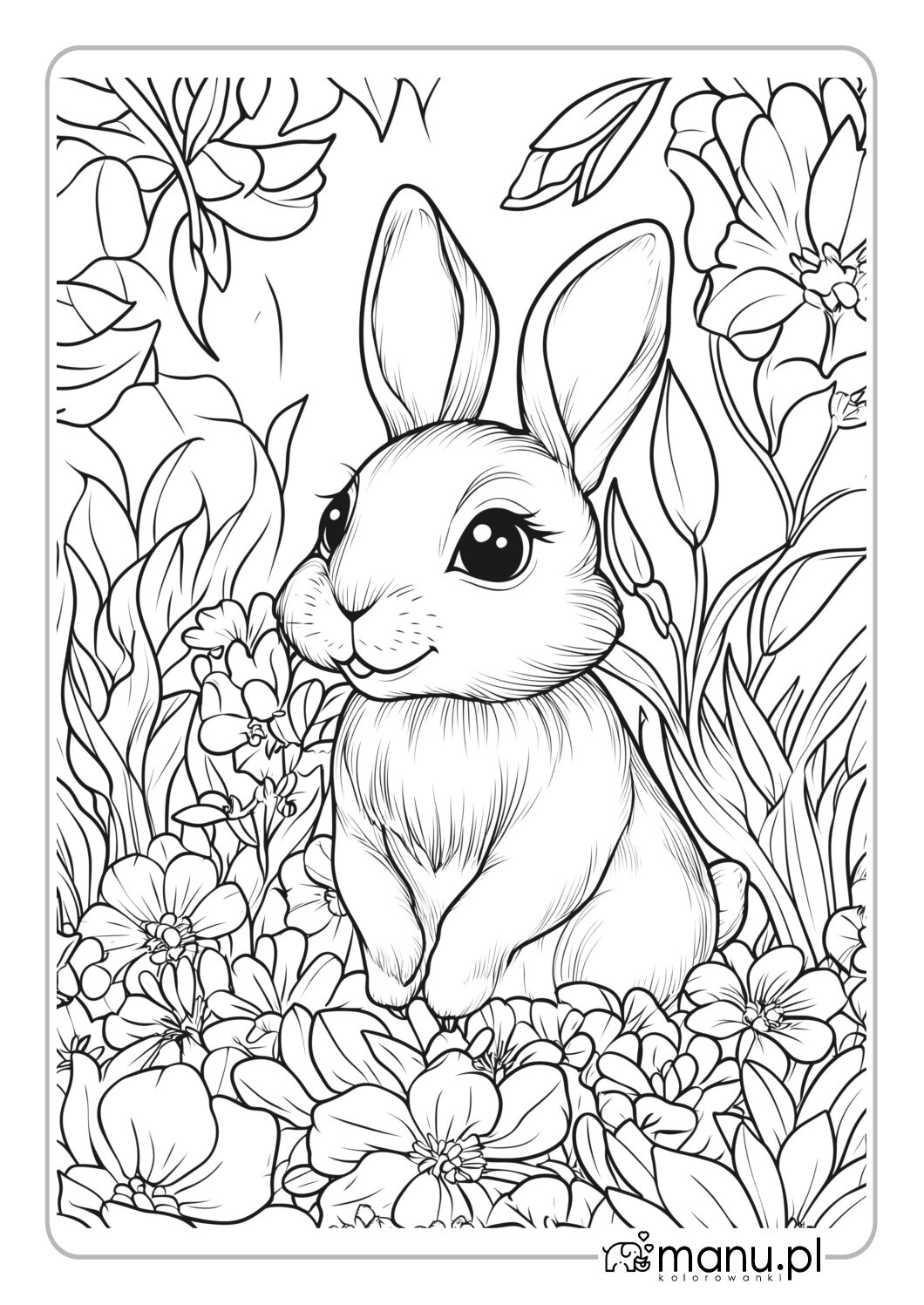 Słodki króliczek w kwiatach