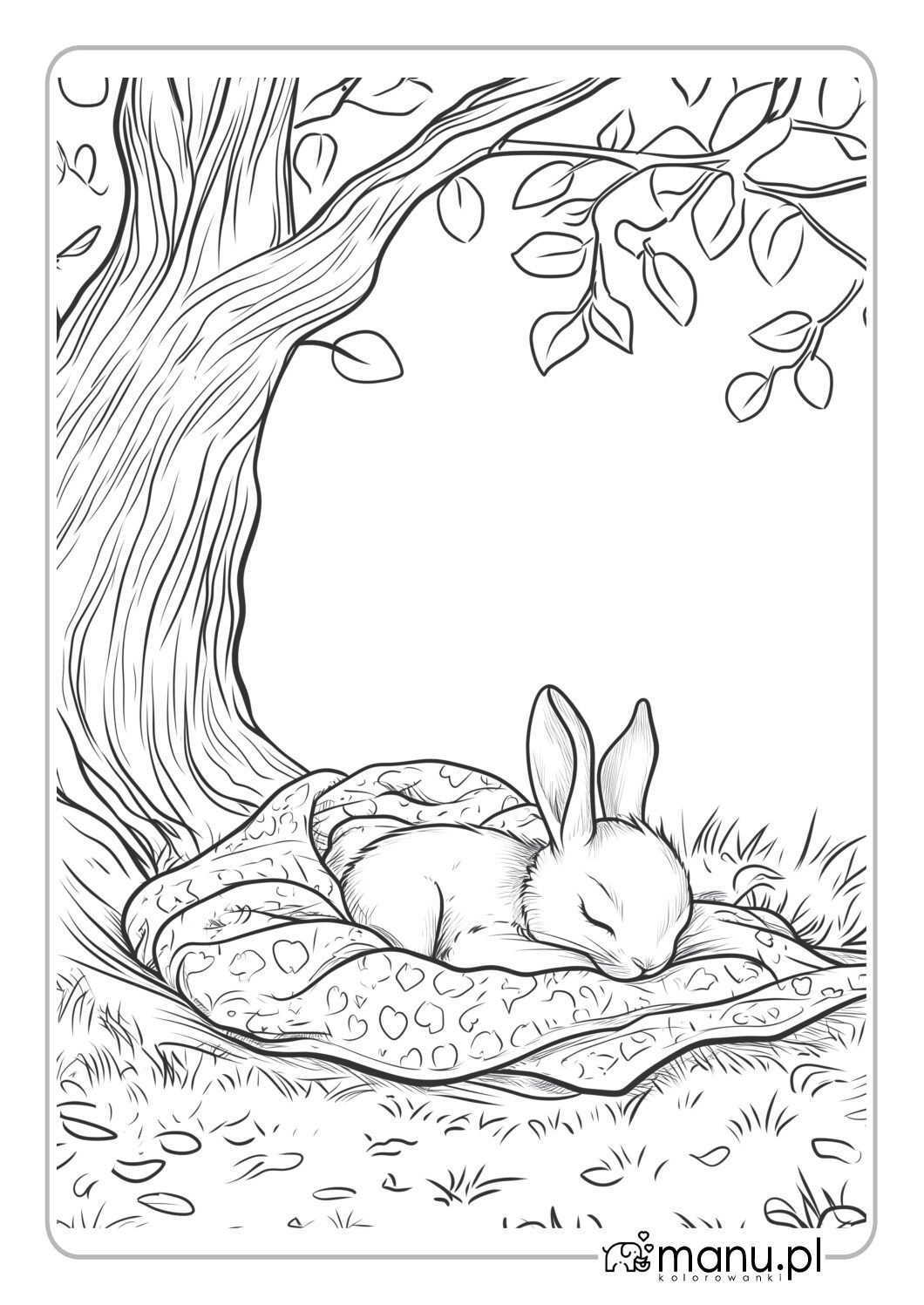 Śpiący króliczek kolorowanka dla dzieci