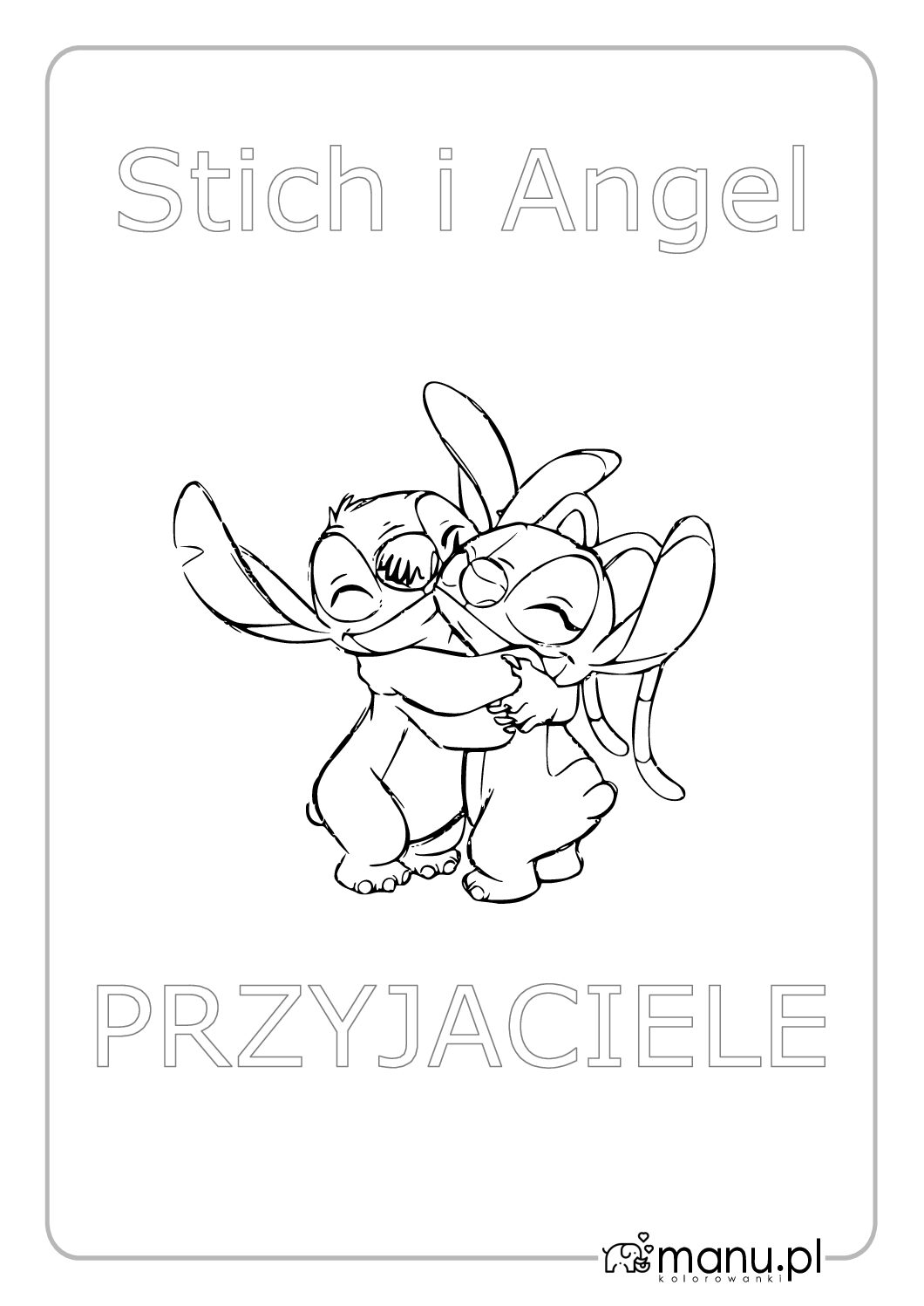 Stich i Angel razem kolorowanka