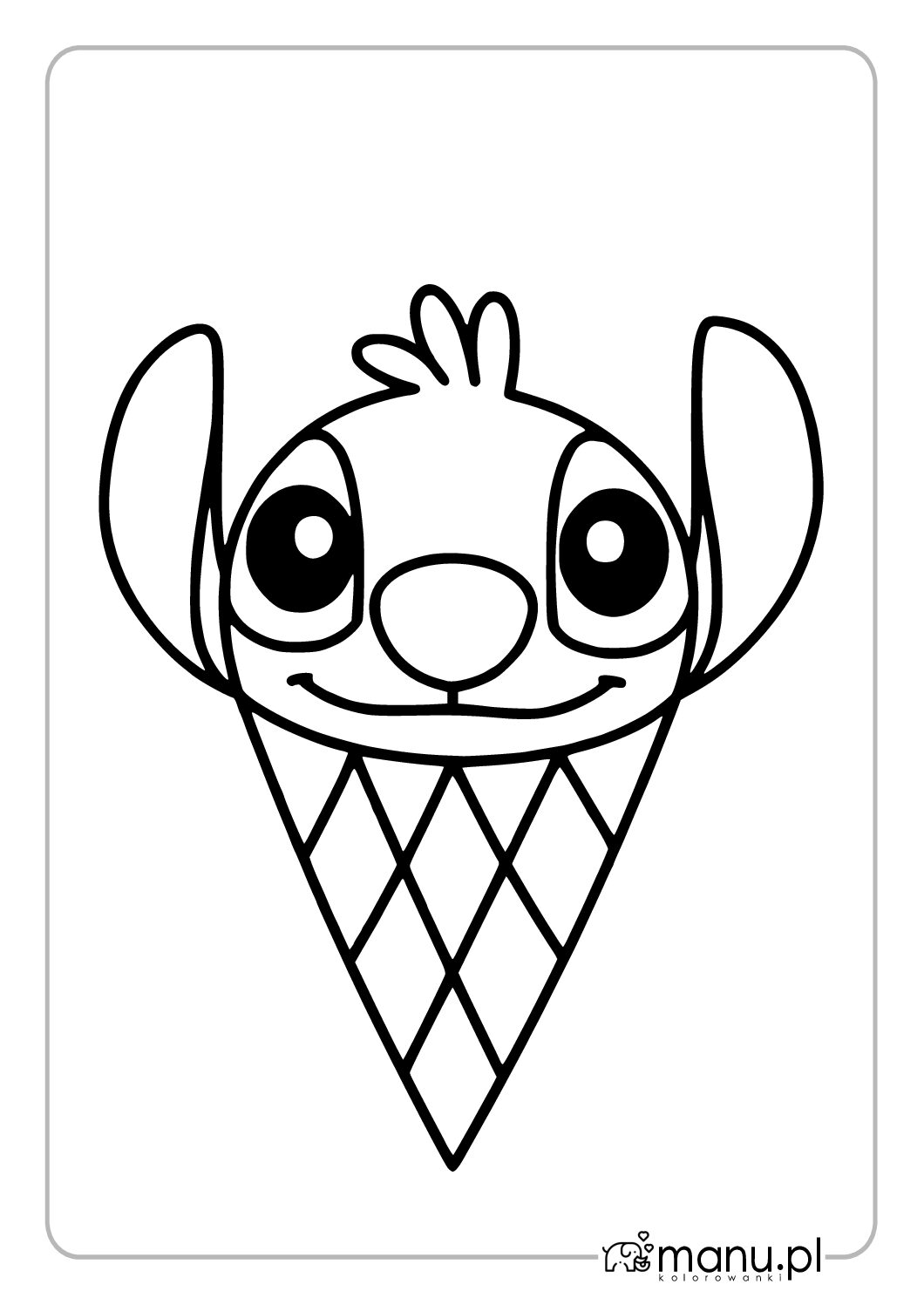 Stitch jako lód w rożku – kolorowanka