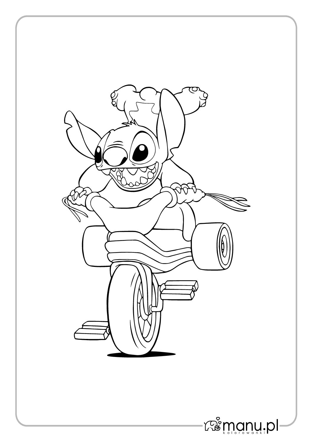 Stich na rowerze kolorowanka