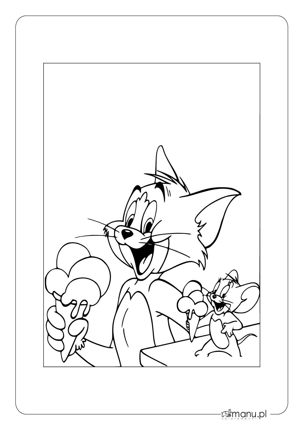 Tom i Jerry jedzą lody – kolorowanka do druku