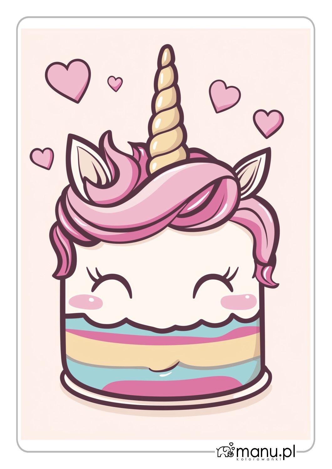 Tort na urodziny z Jednorożcem wersja pokolorowana