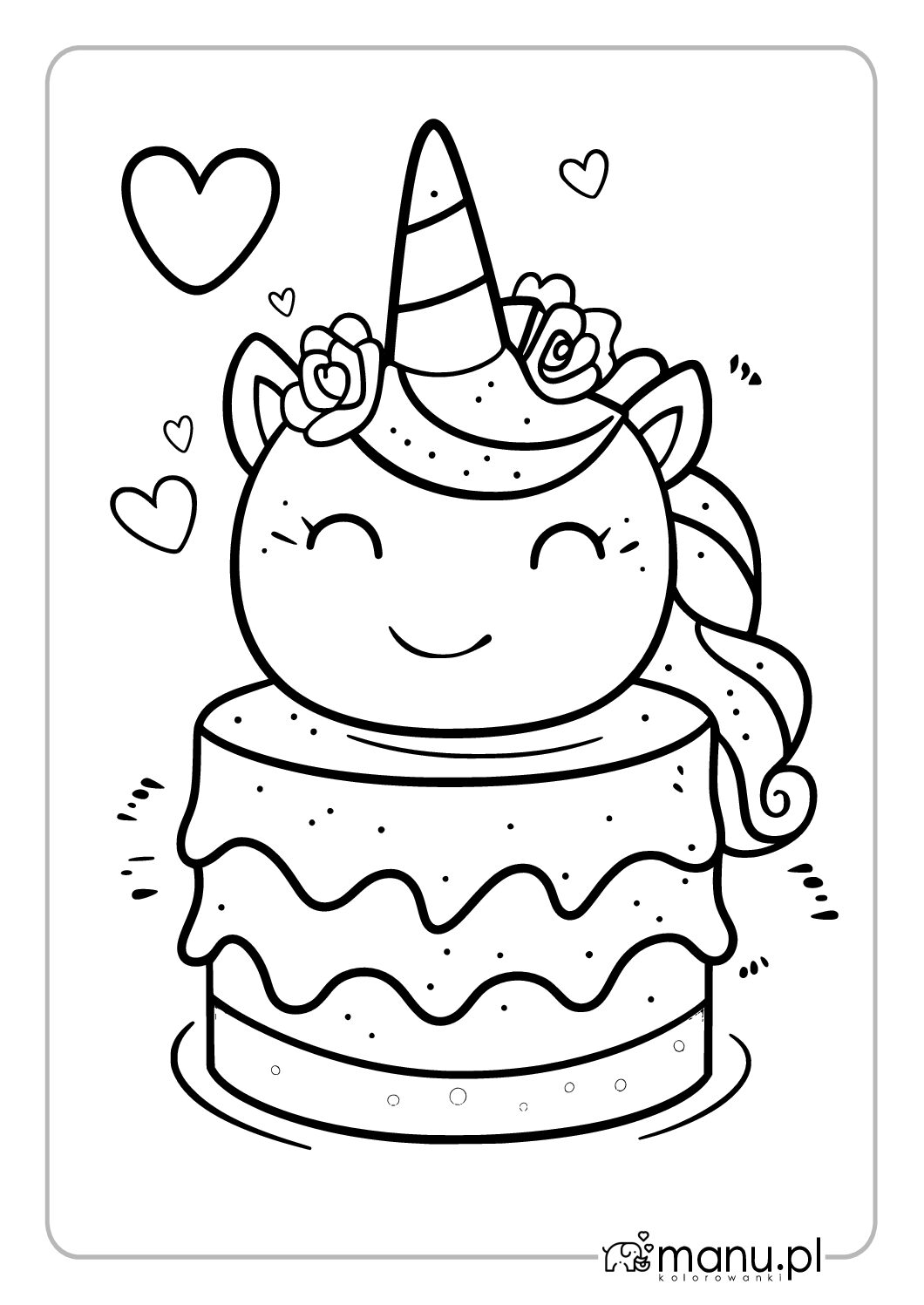 Tort z Jednorożcem i serduszka dookoła