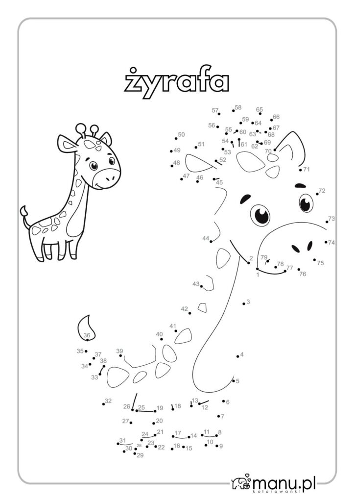 thumbnail of Żyrafa kolorowanka połącz kropki