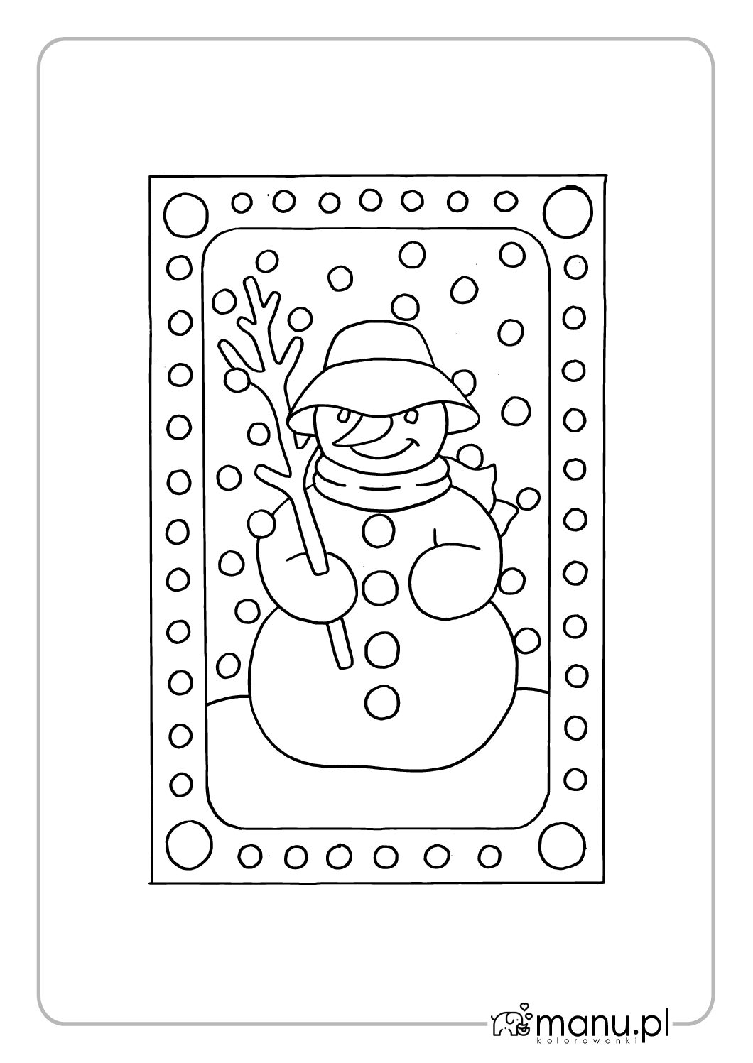 Bałwanek kolorowanka dla dzieci