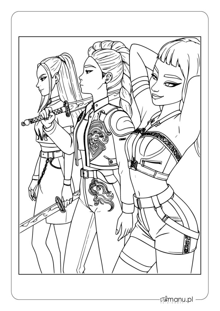 Kolorowanka z bohaterkami K-Pop Demon Hunters