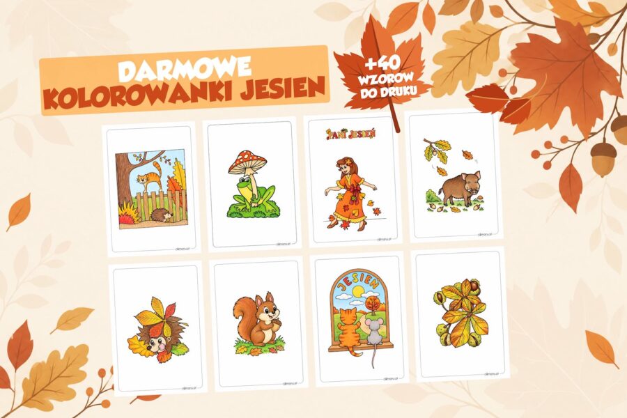kolorowanki jesienne - piękne wzory dla dzieci