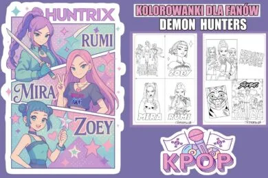 huntrix kolorowanki do druku - zespół Kpop demon hunters