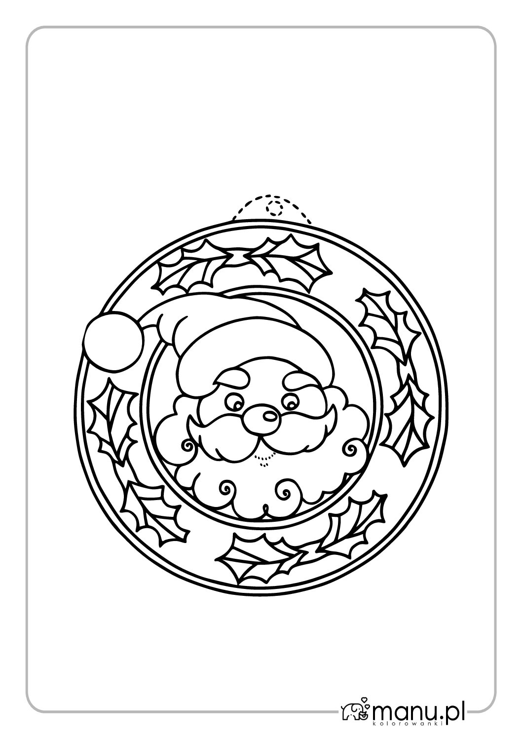 Mikołaj świąteczna bombka – kolorowanka