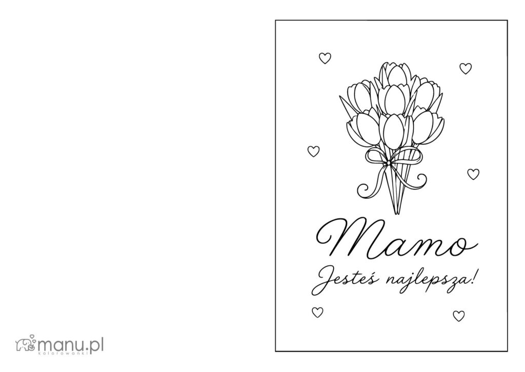 Laurka dla Mamy z Tulipanami i Napisem Mamo Jesteś Najlepsza
