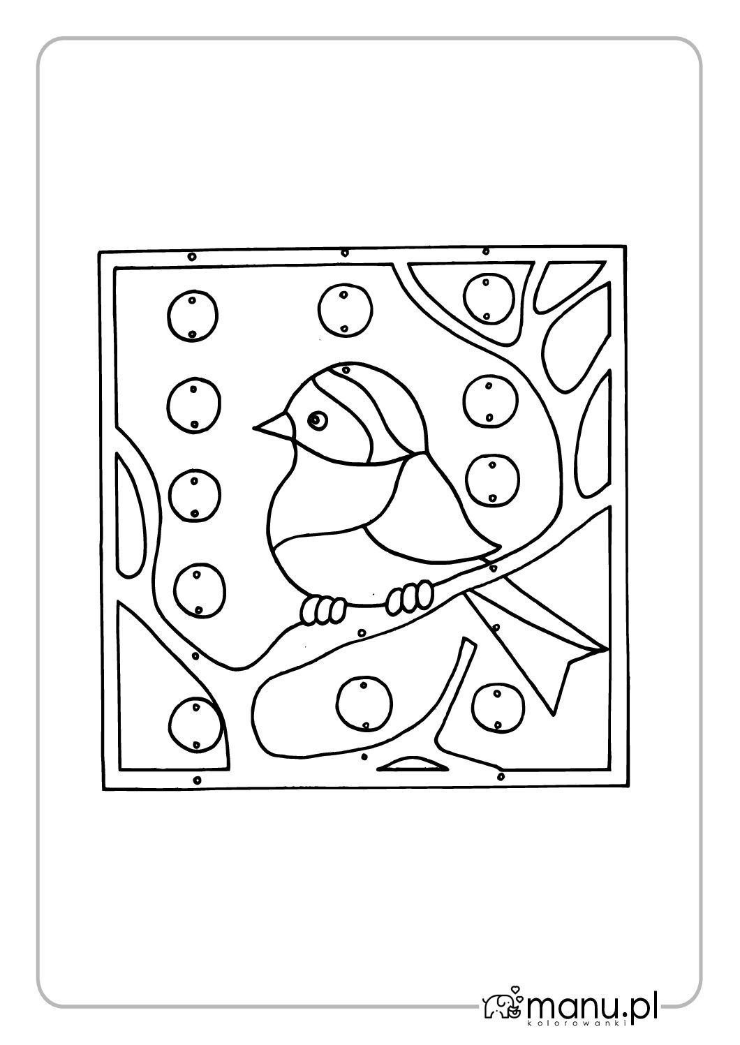 Sikorka w zimie – kolorowanka dla dzieci